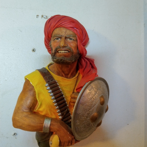 Bossons Chalkware Head Figurine 1967 Pathan Wall Plaque Mask - Picture 2 of 6